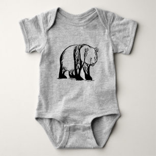 Panda Bear Wild Animal Tree Art Baby Bodysuit