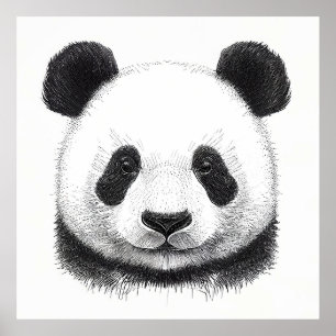 Panda Bear Wild Nature Animal Illustration Art  Poster