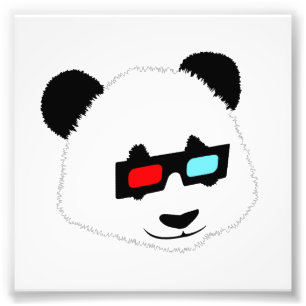Panda Bear with 3D Glasses Photo Print