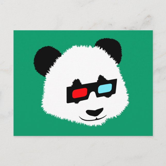 Panda Bear with 3D Glasses Postcard (Front)