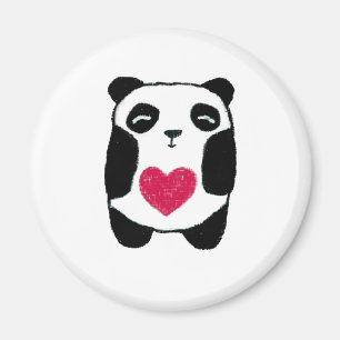 Panda Bear with a heart magnet