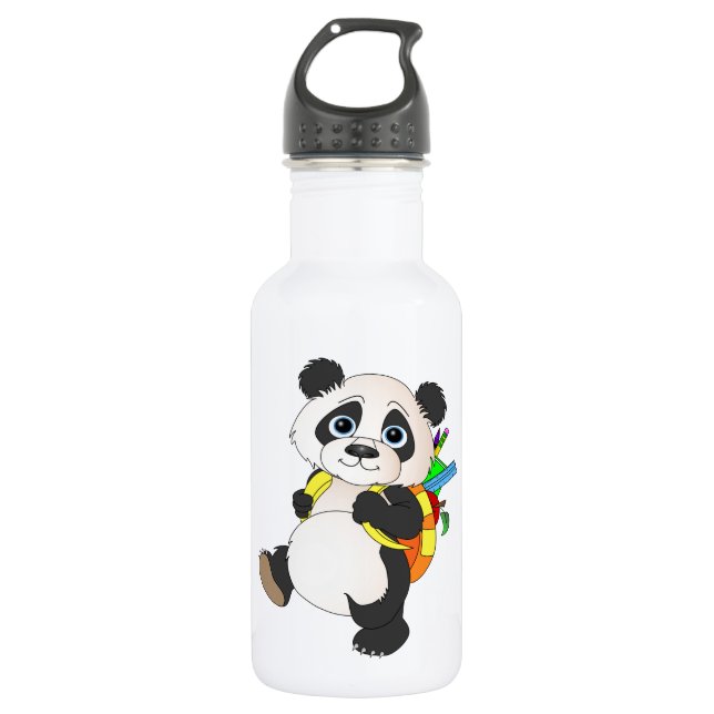Panda Bear with backpack 532 Ml Water Bottle (Front)