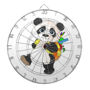 Panda Bear with backpack Dartboard