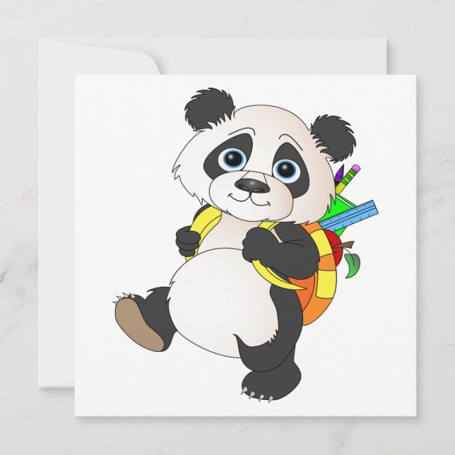 Panda Bear with backpack Invitation (Front)