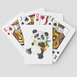 Panda Bear with backpack Playing Cards