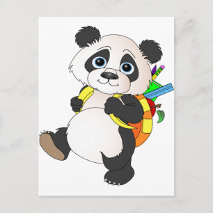 Panda Bear with backpack Postcard