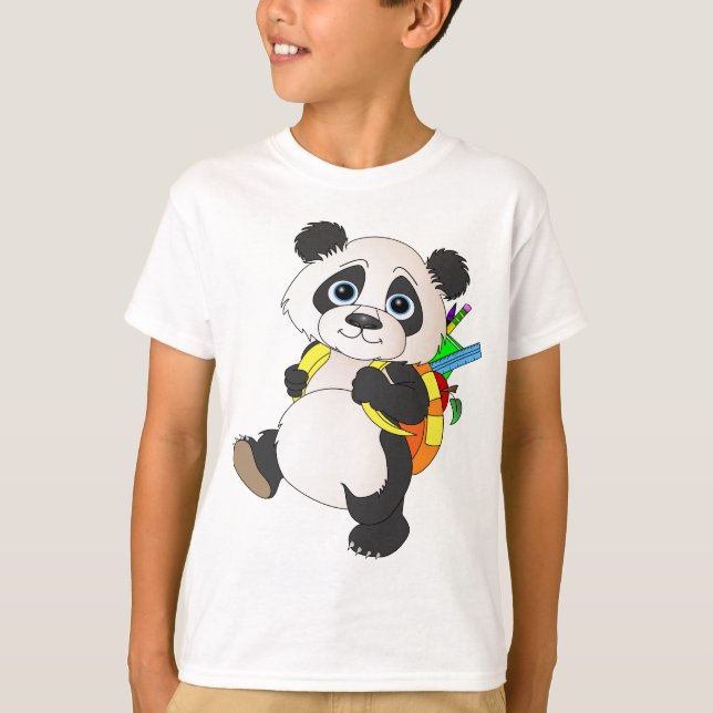 Panda Bear with backpack T-Shirt (Front)