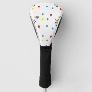 Panda bear with balloons white golf head cover