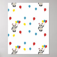 Panda bear with balloons white