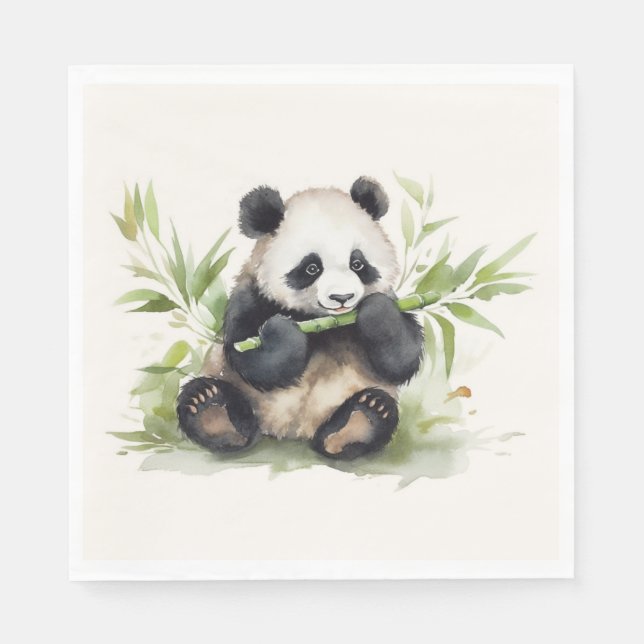 Panda Bear With Bamboo Napkin (Front)