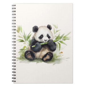 Panda Bear With Bamboo Notebook
