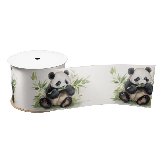 Panda Bear With Bamboo Satin Ribbon (Spool)