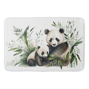 Panda Bear With Cub Bath Mat