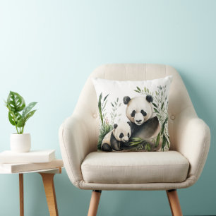 Panda Bear With Cub Cushion