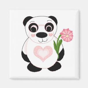Panda Bear with Flowers Magnet