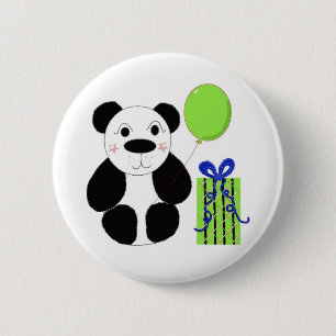 Panda Bear with Green Balloon 6 Cm Round Badge