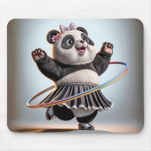 Panda Bear With Hula Hoop Mouse Pad (Front)