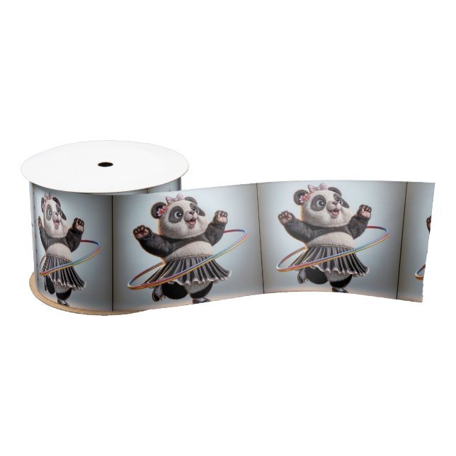 Panda Bear With Hula Hoop Satin Ribbon (Spool)