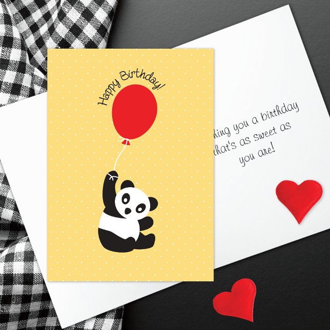 Panda Bear with Red Balloon Birthday Card (Creator Uploaded)