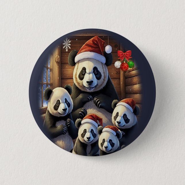 Panda Bears 6 Cm Round Badge (Front)