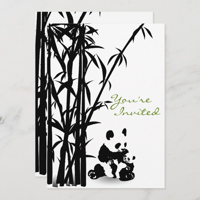Panda Bears and Bamboo Baby Shower Invitation (Front/Back)