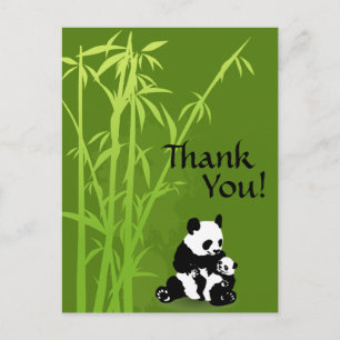 Panda Bears and Bamboo Thank You Postcard