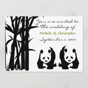 Panda Bears and Bamboo Wedding Invitation
