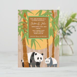Panda Bears & Bamboo Wedding Invitation