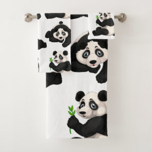 Panda Bears Bathroom Towel Set