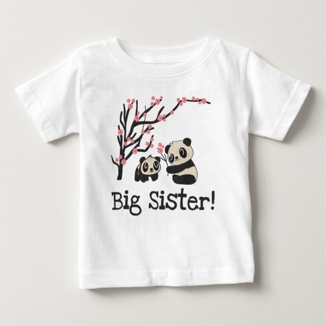 Panda Bears Big Sister Baby T-Shirt (Front)