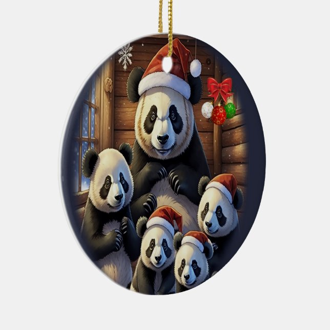 Panda Bears Ceramic Ornament (Right)