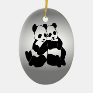 Panda Bears Ceramic Tree Decoration