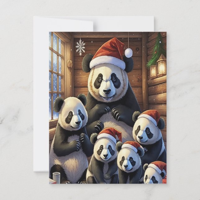 Panda Bears Christmas Card (Front)
