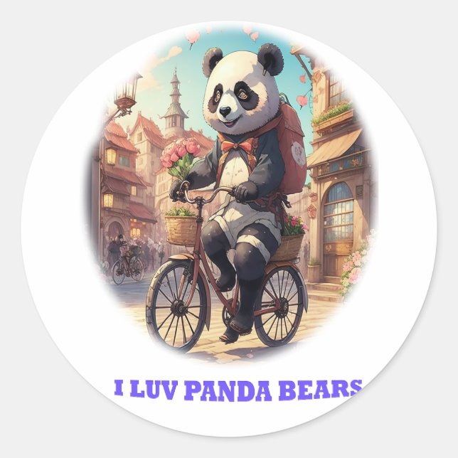 Panda Bears Classic Round Sticker (Front)