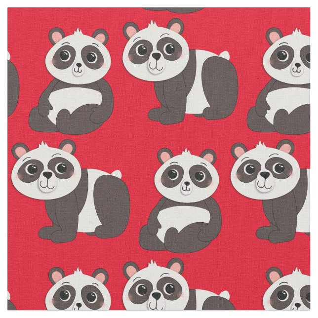 Panda Bears Cute Kids Fabric (Close Up)