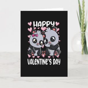 Panda Bears Cute Pand Bear Couple Hearts Card