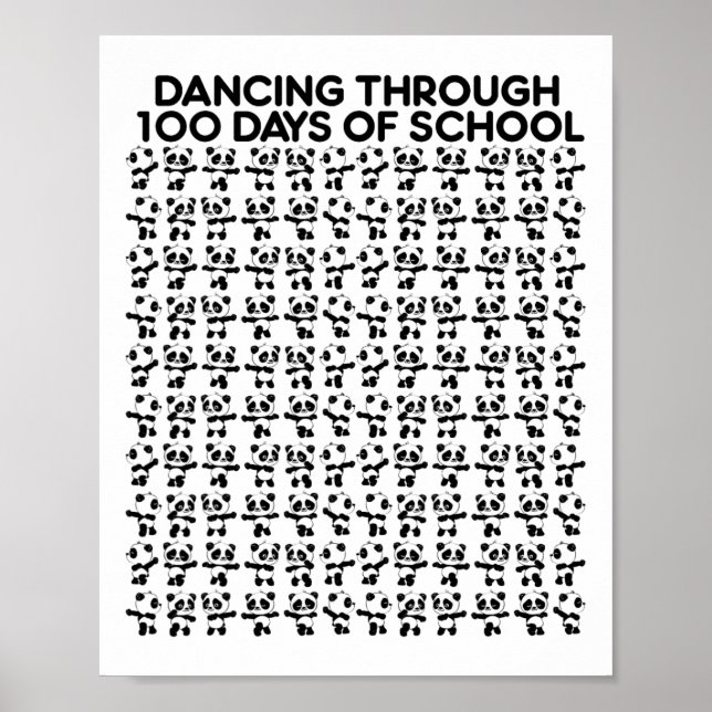 Panda Bears Dancing Through 100 Days Of School Kid Poster (Front)