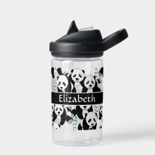 Panda Bears Graphic Pattern to Personalised Water Bottle