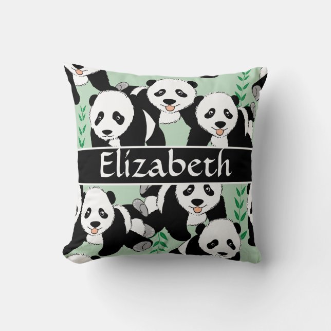 Panda Bears Graphic to Personalise Cushion (Front)