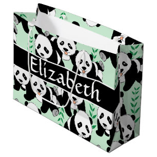Panda Bears Graphic to Personalise Large Gift Bag