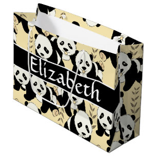 Panda Bears Graphic to Personalise Large Gift Bag