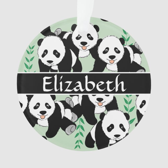 Panda Bears Graphic to Personalise Ornament (Front)