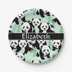 Panda Bears Graphic to Personalise Paper Plate