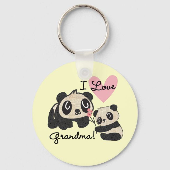 Panda Bears I Love Grandma Key Ring (Front)