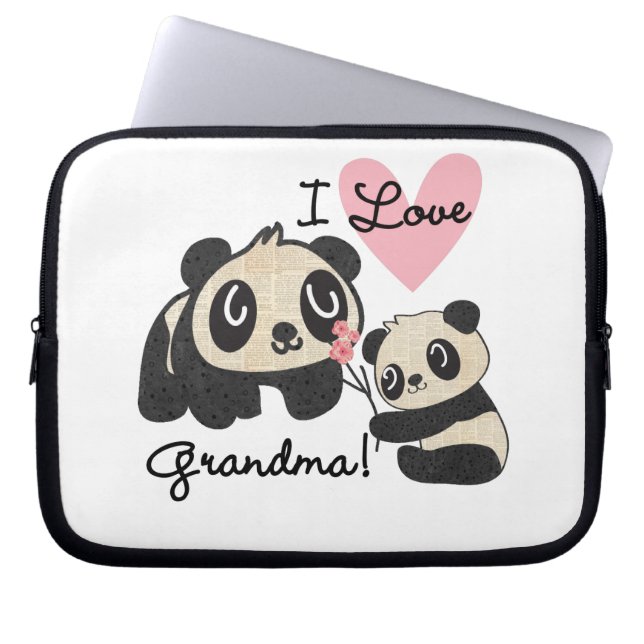 Panda Bears I Love Grandma Laptop Sleeve (Front)