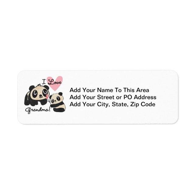 Panda Bears I Love Grandma Return Address Label (Front)