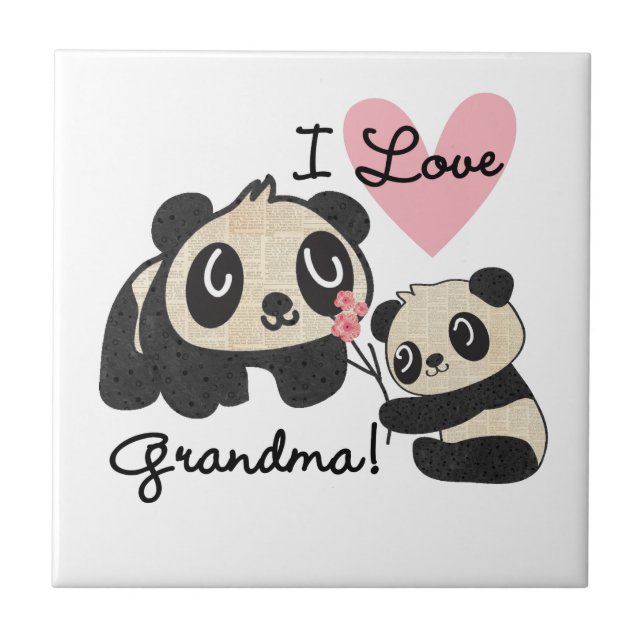 Panda Bears I Love Grandma Tile (Front)