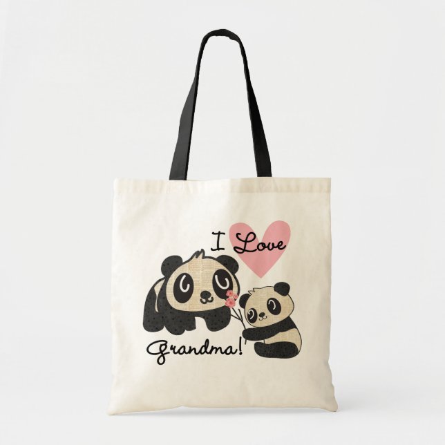 Panda Bears I Love Grandma Tote Bag (Front)