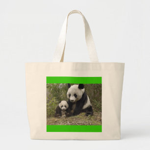 Panda bears large tote bag