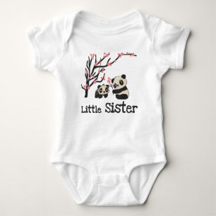 Panda Bears Little Sister Baby Bodysuit